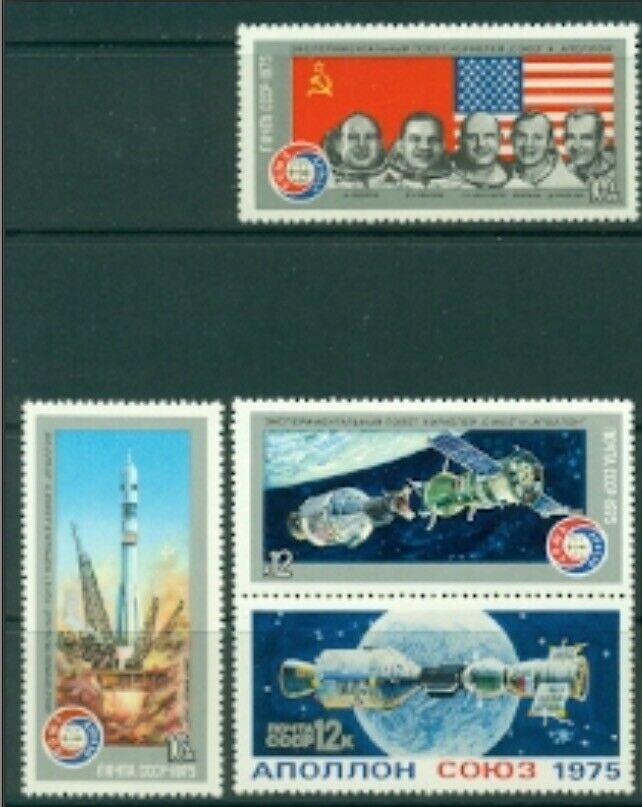 Russia #mi4371-mi4374 Mnh Cv€2.50 1975 Soyuz Apollo Astronauts Flag [4338-4340a]
