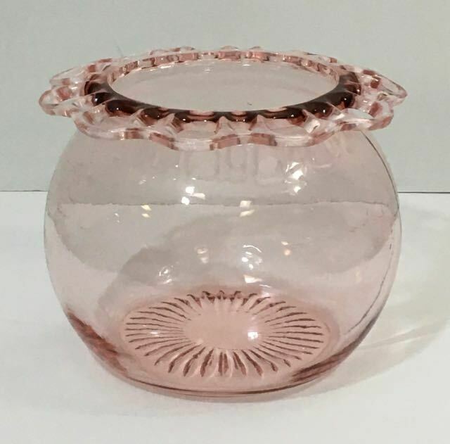 Hocking Glass Depression Glass Cookie Jars: Pink Laced Edge 2pc Lot