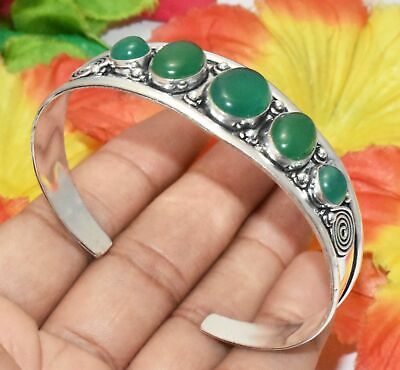 Green Onyx Gemstone 10pcs Cuff Bangle Bracelet 925 Silver Overlay M-wbg-23