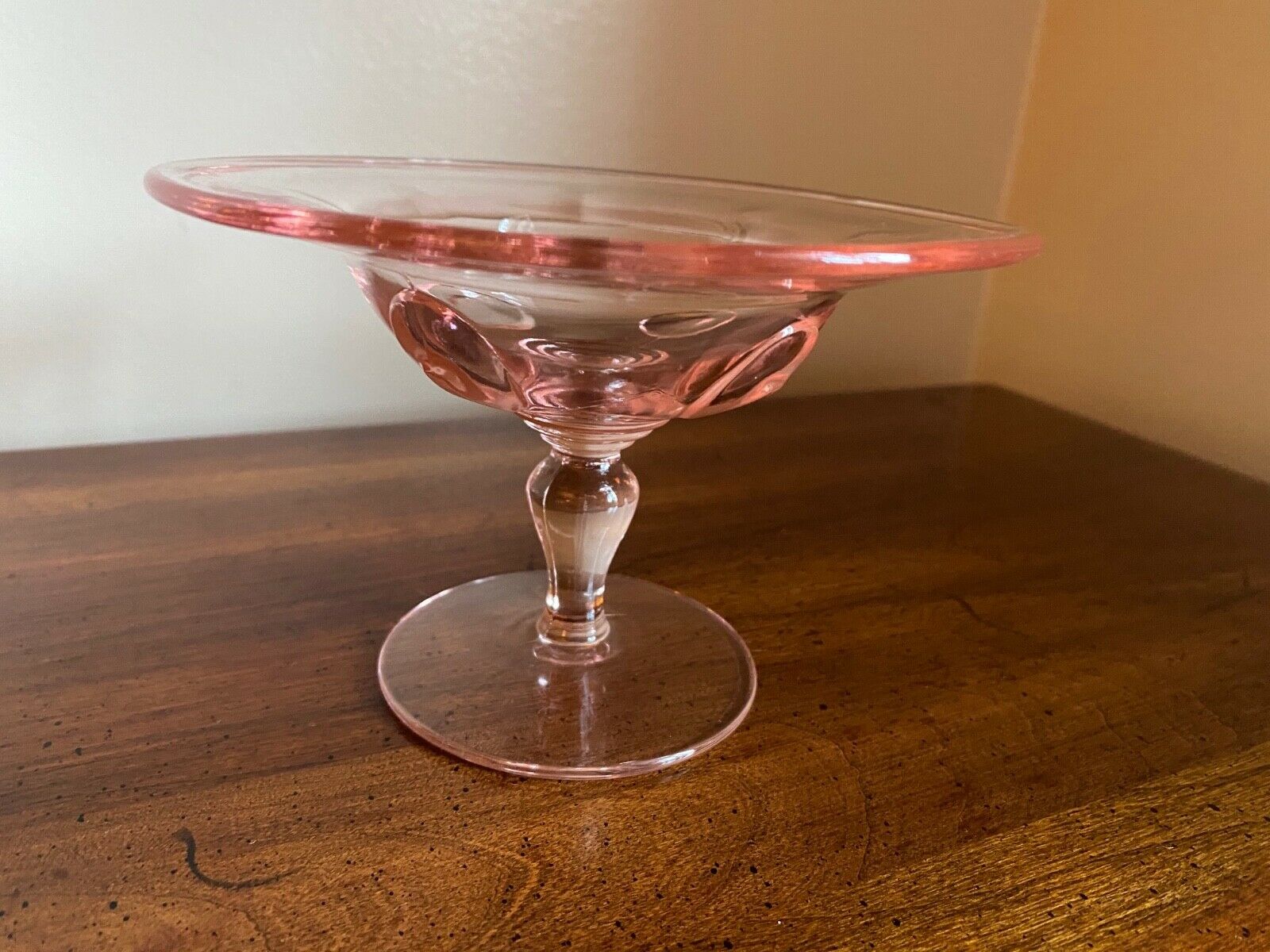 Pink Depression Glass Pedestal Bowl