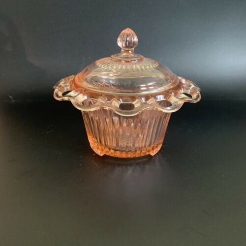 Pink Depression Glass Old Colony Open Lace Candy Dish Anchor Hocking Vintage
