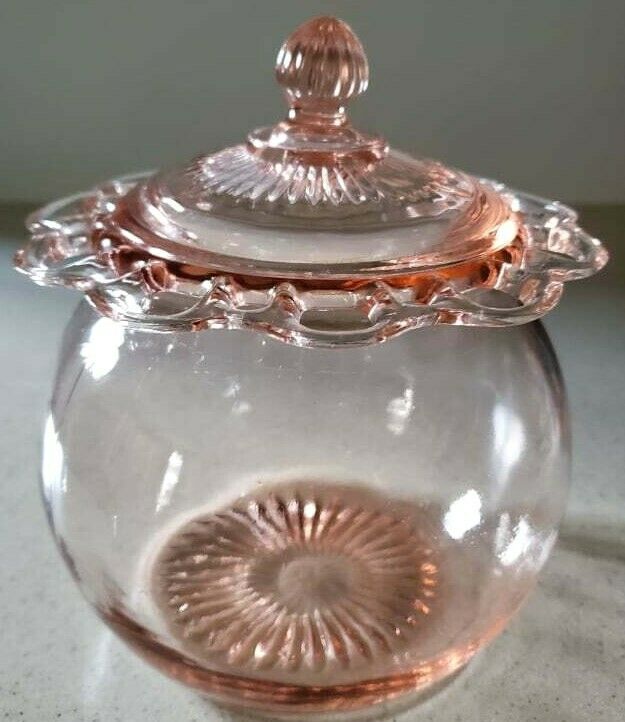 Pink Depression Old Colony Cookie Jar With Lid