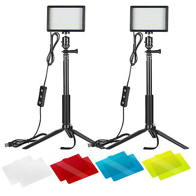Neewer 2 Packs Lighting Kit Dimmable Usb 66 Led Video Light With Stand/filters